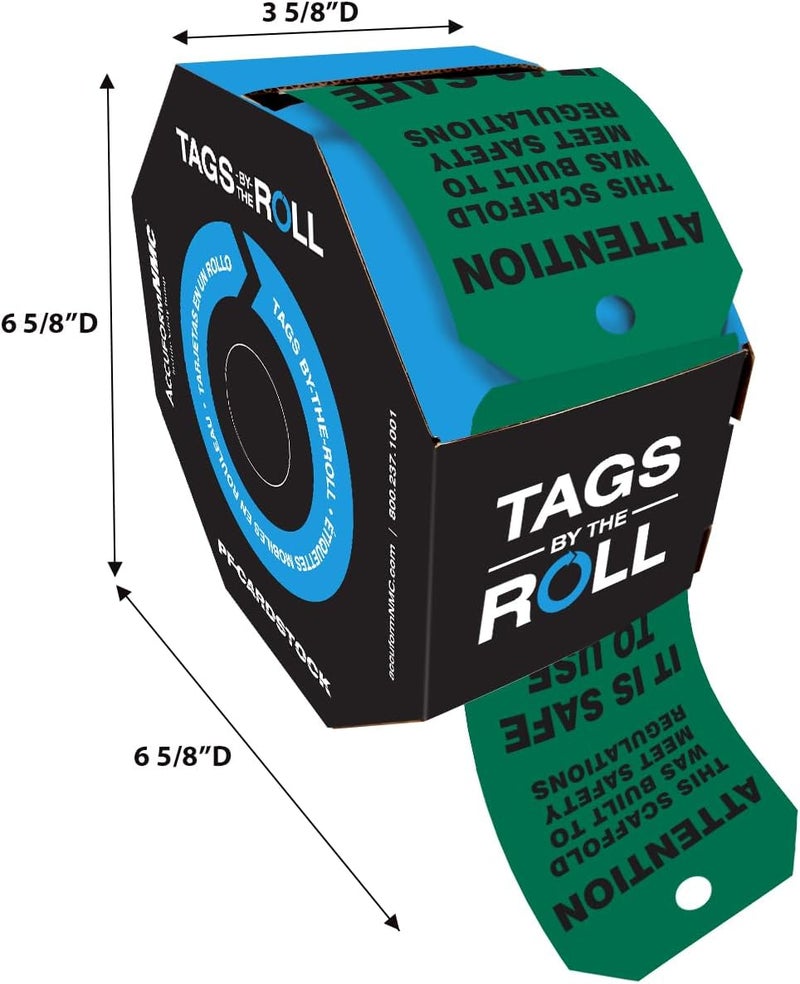 NMC AccuformNMC 250 Scaffolding Tags by-The-Roll, Attention - Scaffold is Safe to Use, US Made OSHA Compliant Scaffold Tags, Waterproof PF-Cardstock, Resists Tears, 6.25"x3", TAR731 - Image 5